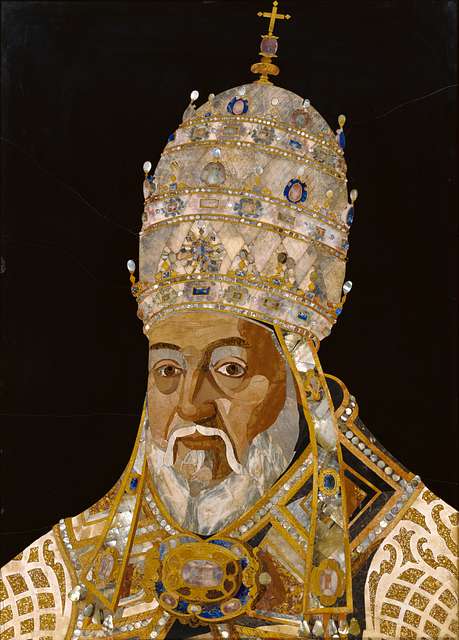 Portrait of Pope Clement VIII in Florentine stone mosaic